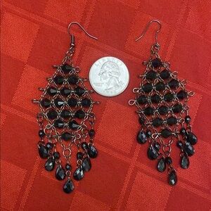 Elegant Black Chandelier Earrings